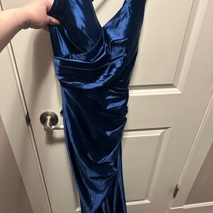 Elegant Blue Satin Dress